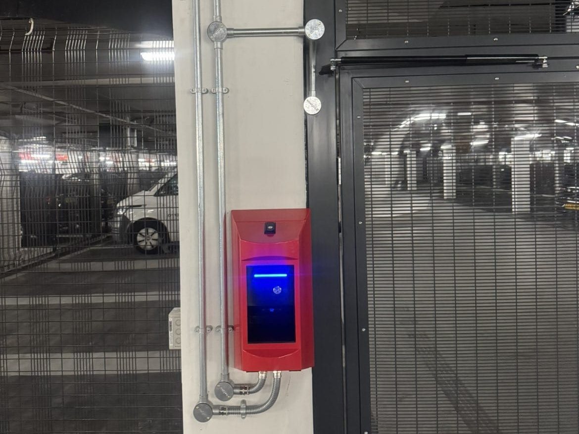 Access control reader and conduit in an underground car park